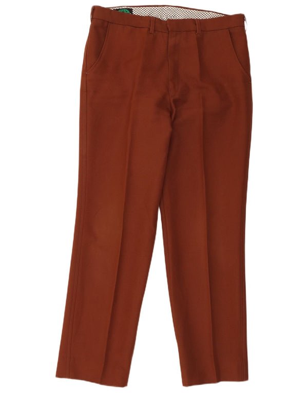 Trevira Mens Straight Chino Trousers W32 L29 Brown Polyester