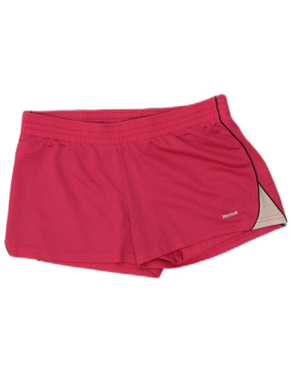 REEBOK Womens Sport Shorts UK 14 Medium  Pink Colourblock Polyester