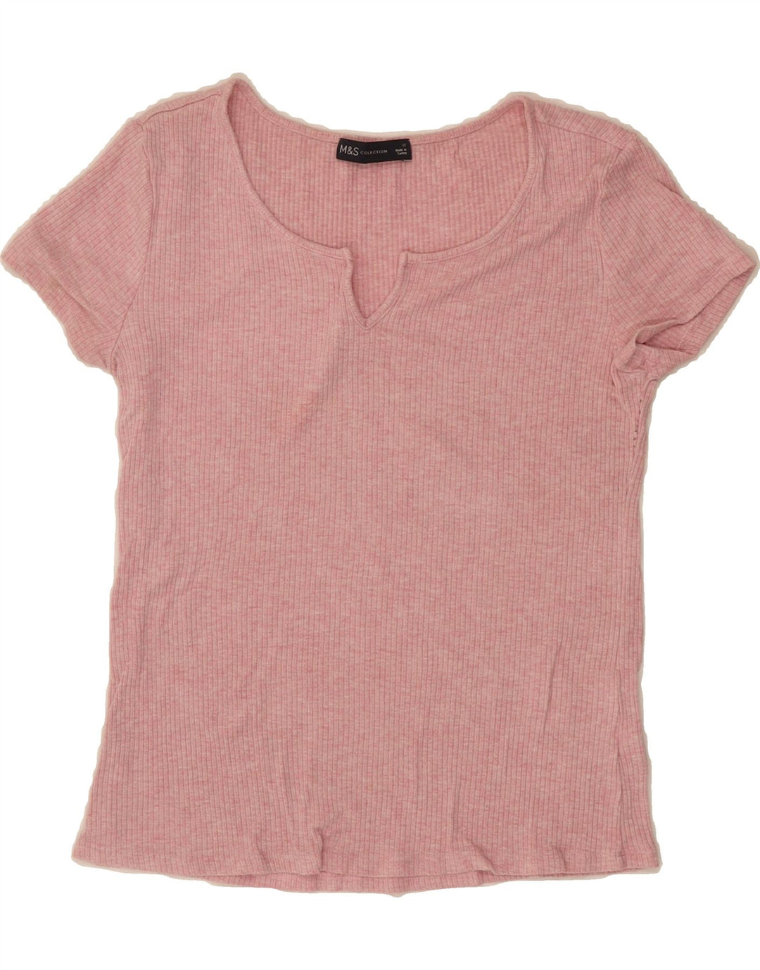 MARKS & SPENCER Womens T-Shirt Top UK 12 Medium Pink Viscose Vintage Marks & Spencer and Second-Hand Marks & Spencer from Messina Hembry 