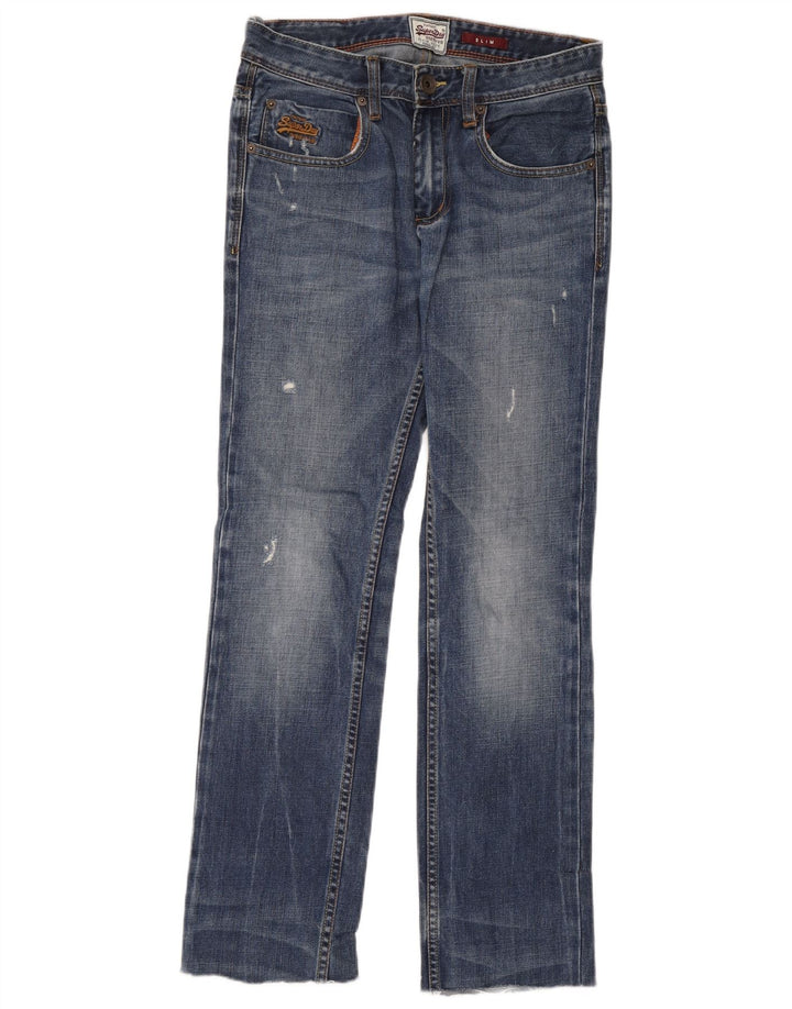 Superdry ženske uske traperice s oštećenjem W28 L32 plavi pamuk