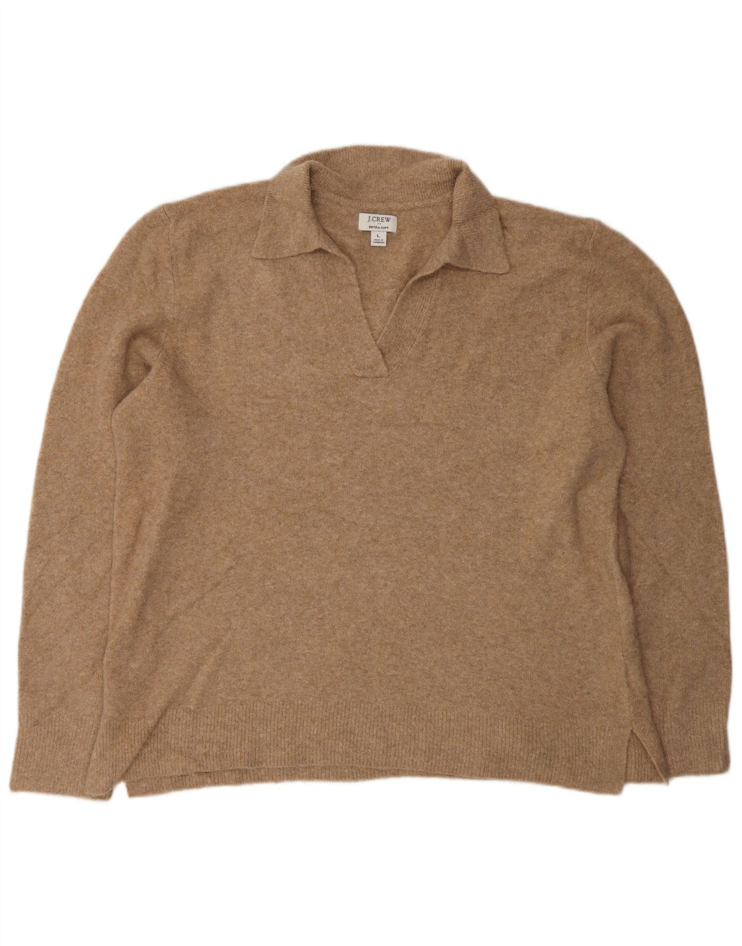 J. CREW Ženski pulover s velikim polo izrezom UK 16 Veliki smeđi
