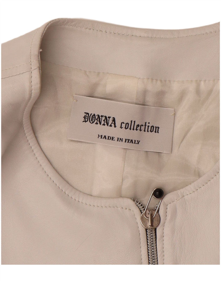 VINTAGE ženska kožna jakna UK 12 Srednje bijela