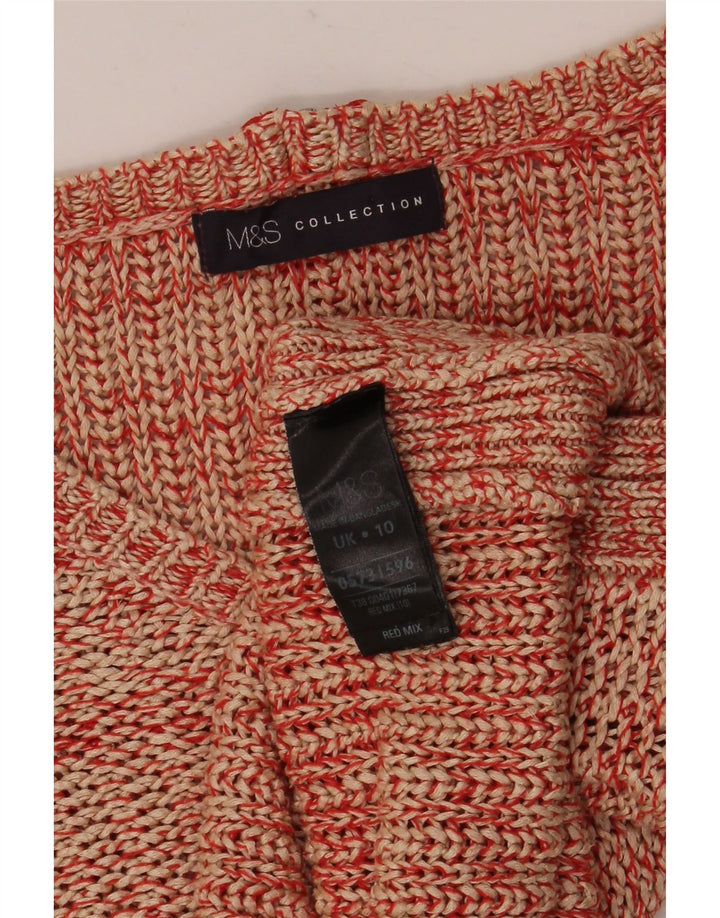 Marks & Spencer ženski džemper s V-izrezom UK 10 Small Red Flected