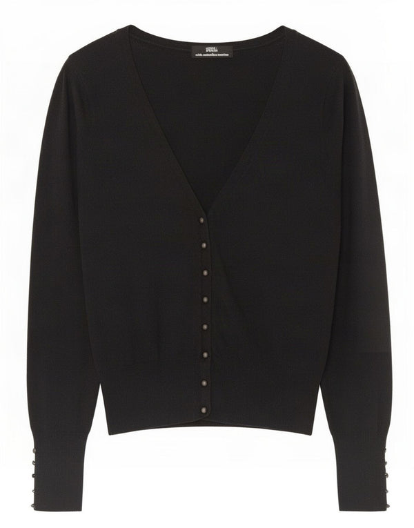 Marks & Spencer ženski kardigan pulover UK 10 Mala siva merino vuna