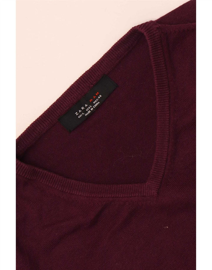 Veliki bordo pulover Zara s V-izrezom