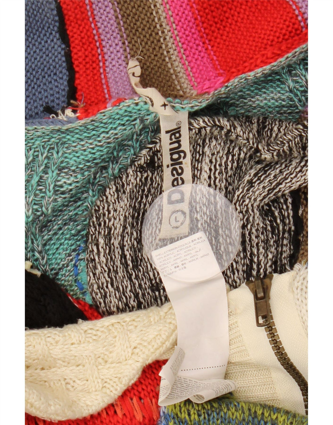 DESIGUAL ženski kardigan pulover UK 16 Veliki raznobojni patchwork