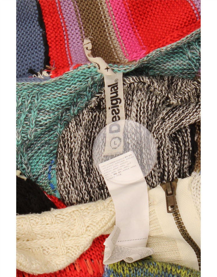 DESIGUAL ženski kardigan pulover UK 16 Veliki raznobojni patchwork