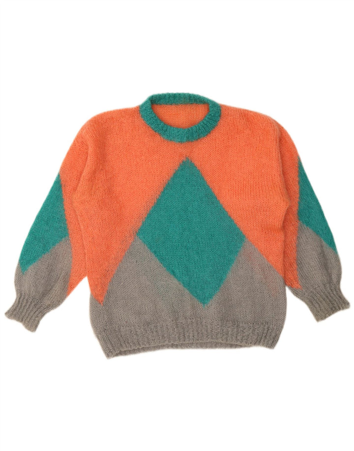 Vintage ženski džemper s okruglim izrezom XL višebojni geometrijski