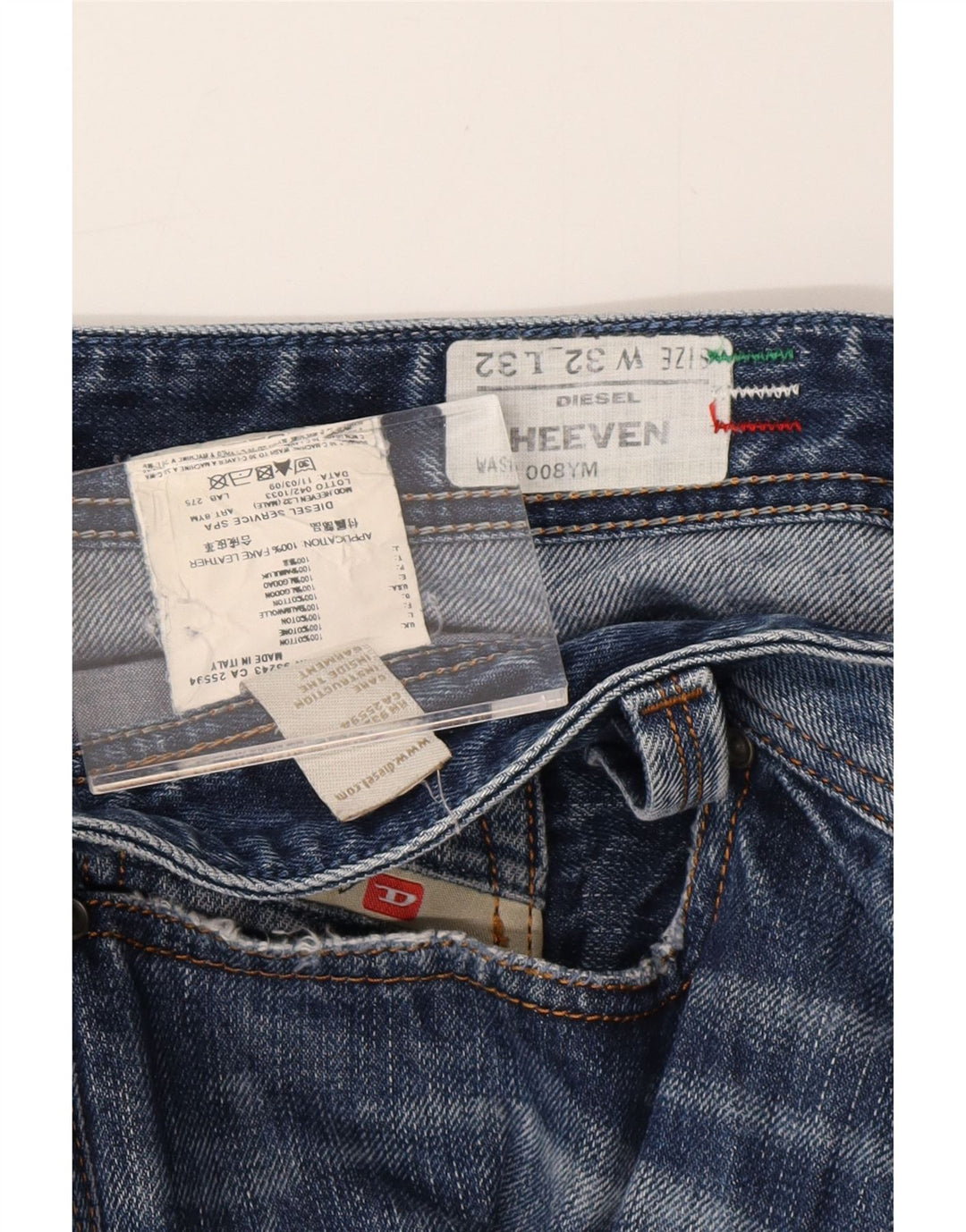 DIESEL Muške traperice Heeven Distressed Straight W32 L27 Plavi pamuk