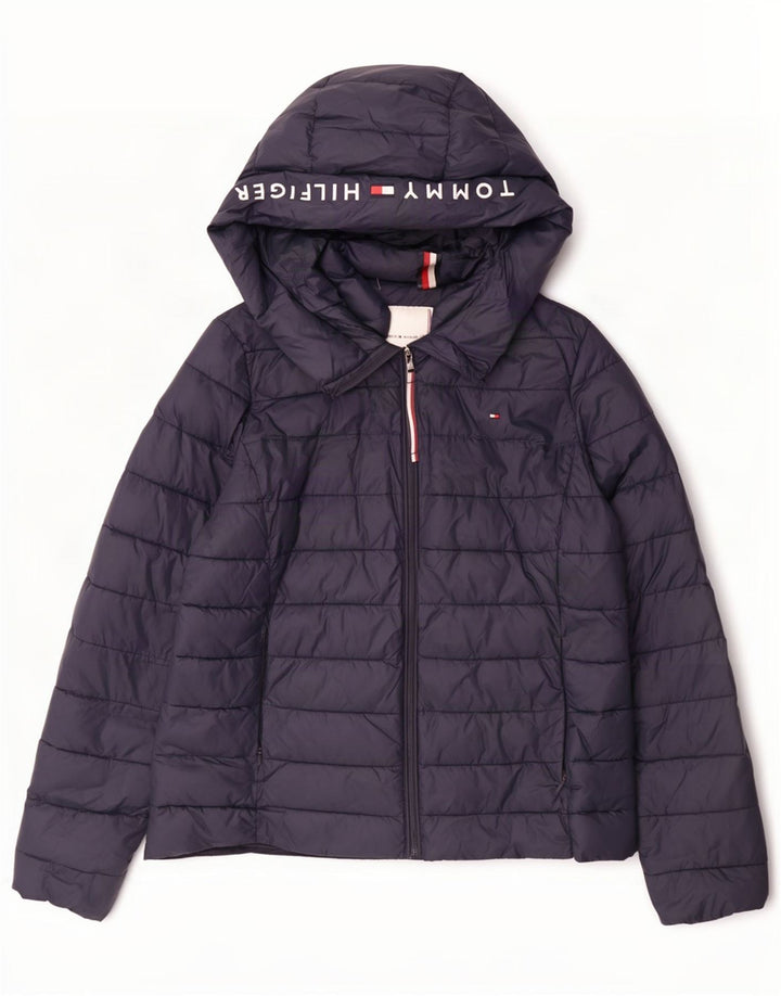 Tommy Hilfiger Ženska podstavljena jakna s kapuljačom s grafičkim motivima UK 14 srednje tamnoplava