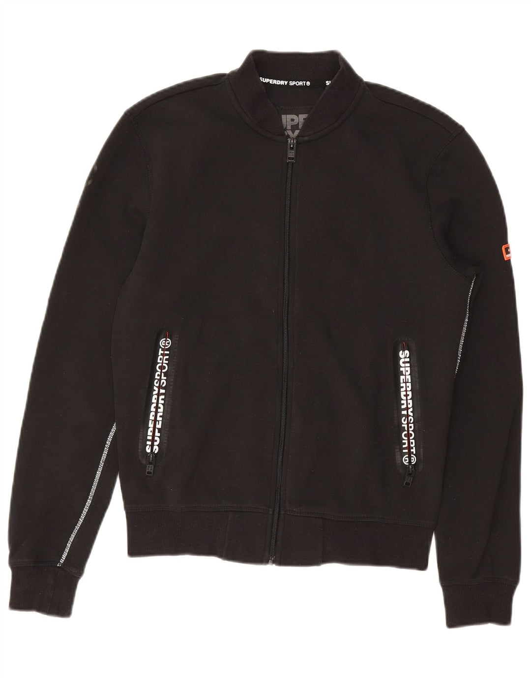 SUPERDRY Mens Graphic Tracksuit Top Jacket XS Black Cotton