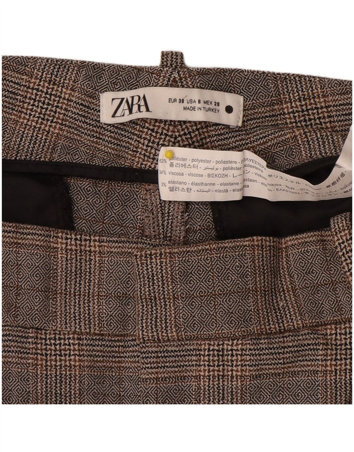 Zara ženske uske chino hlače EU 38 male W28 L27 sivi karirani poliester