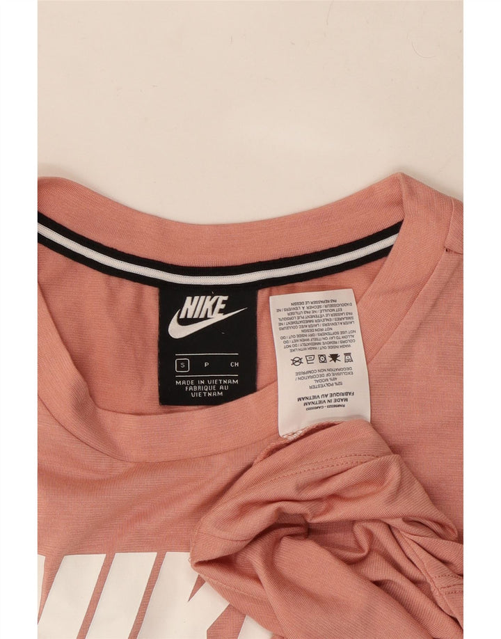 NIKE ženska majica kratkih rukava s kratkim crtama UK 10 mali ružičasti poliester