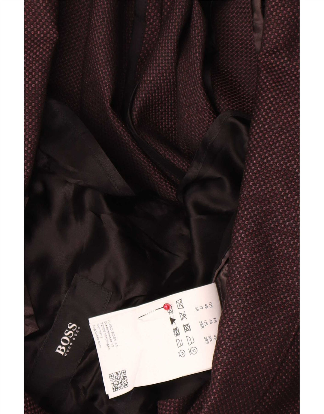 Hugo Boss muška jakna s 2 gumba EU 48, bordo vuna srednje veličine