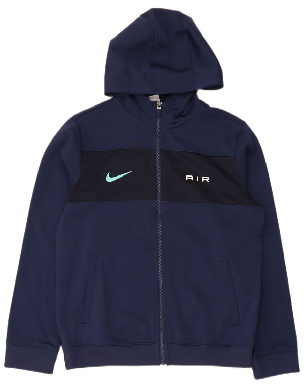 Nike Boys Dri Fit Zip Hoodie pulover 13-14 Years XL Navy Blue Colourblock