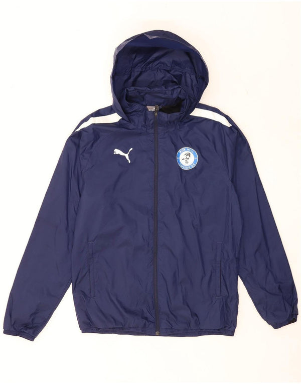 Puma muška kišna jakna s kapuljačom UK 38 Medium Navy Blue Colourblock Nylon