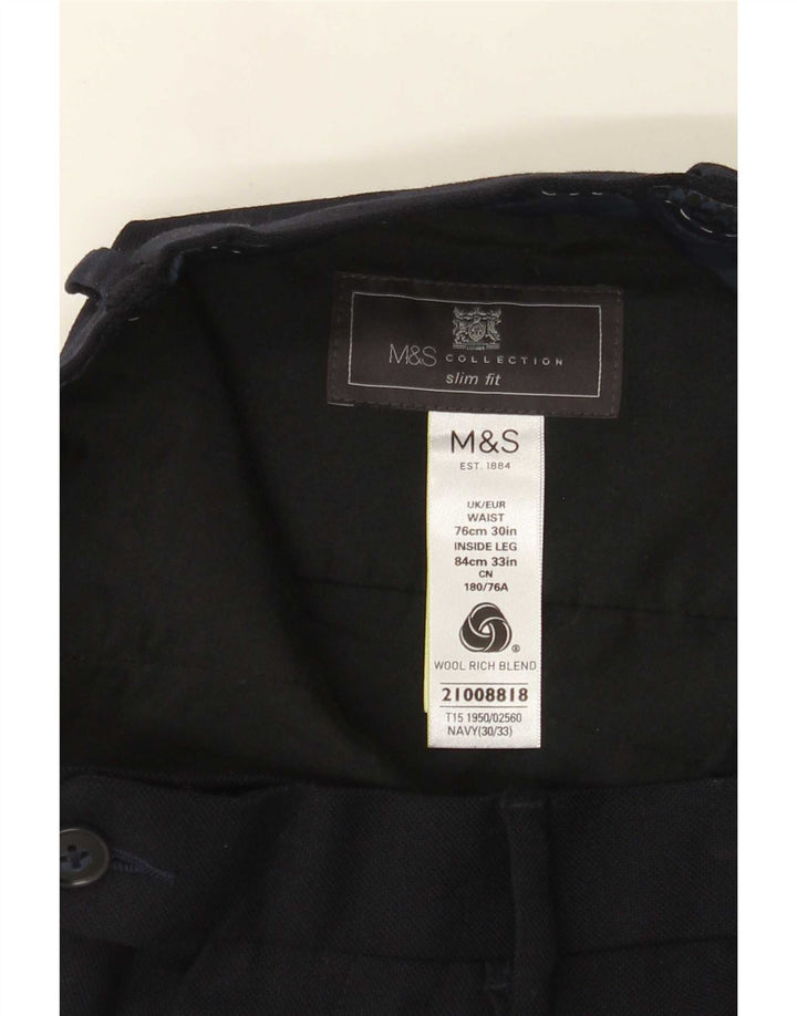 Marks & Spencer muške uske hlače W30 L33 tamnoplava vuna