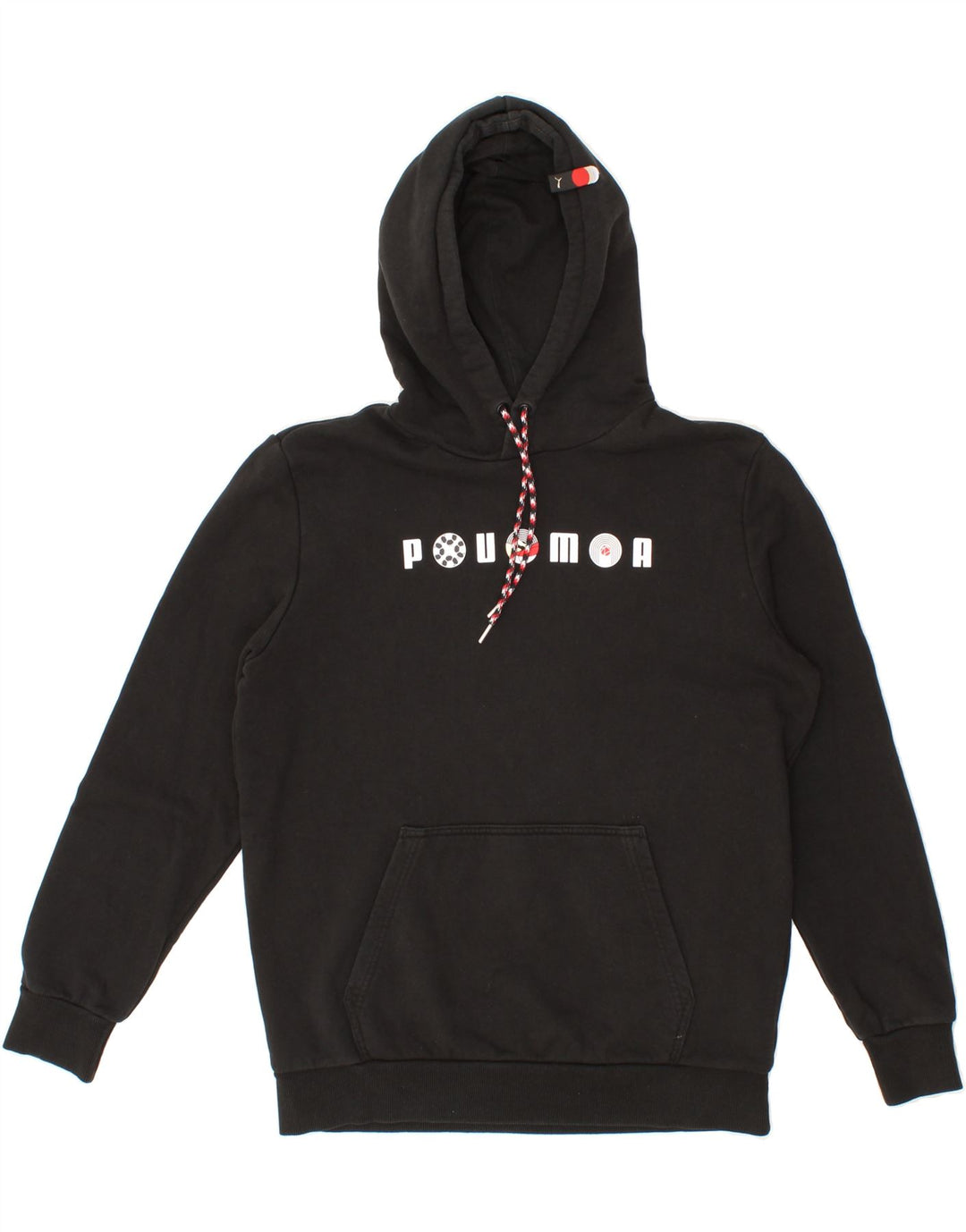 PUMA Mens Graphic Hoodie Jumper Medium Black Cotton Vintage Puma and Second-Hand Puma from Messina Hembry 