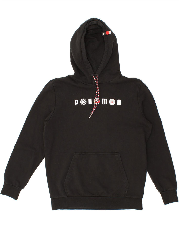 PUMA Mens Graphic Hoodie Jumper Medium Black Cotton Vintage Puma and Second-Hand Puma from Messina Hembry 