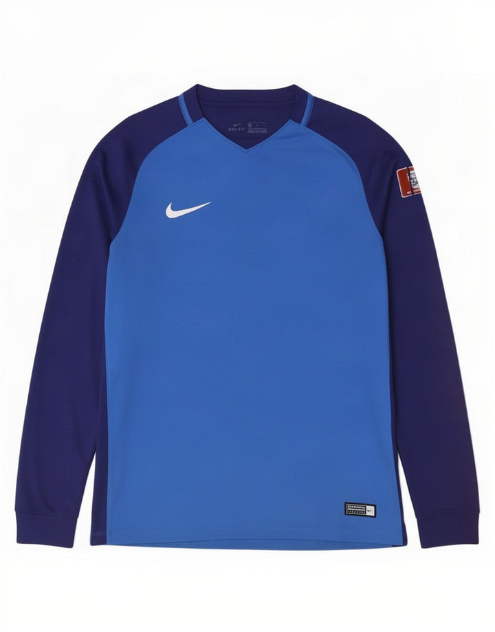 Nike muška majica Dri Fit Graphic s dugim rukavima srednje plave boje, poliester