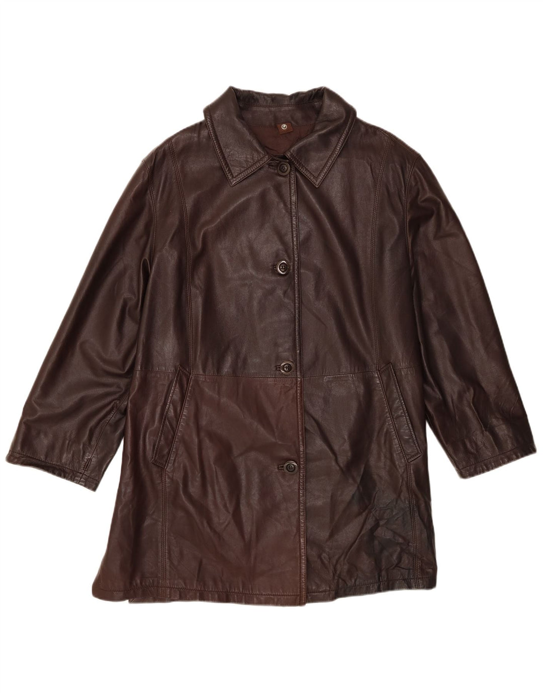 Mabrun ženski kožni kaput UK 16 veliki smeđi kožni