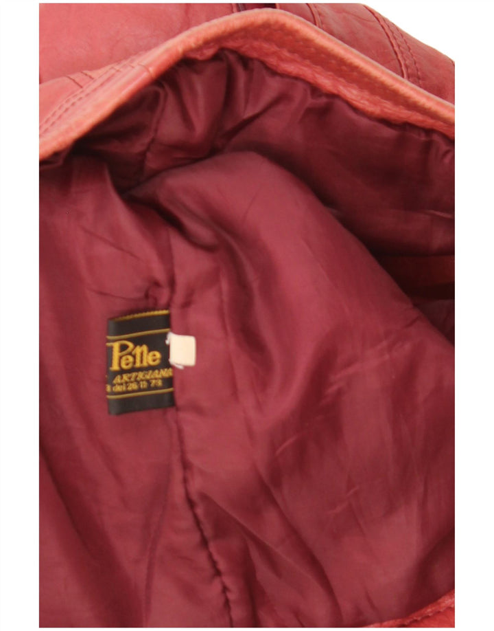 Vintage ženska crop kožna jakna UK 12 Srednje crvena koža