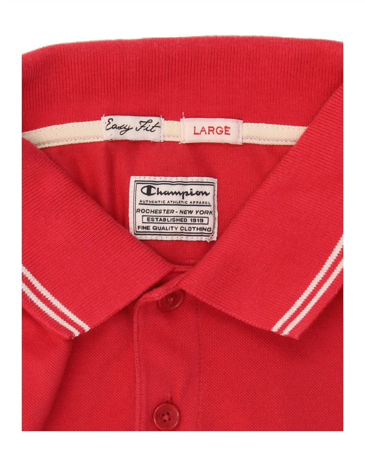 CHAMPION Mens Polo Shirt Large Red Vintage Champion and Second-Hand Champion from Messina Hembry 