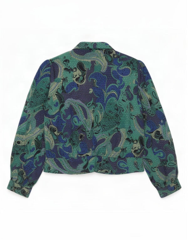 Vintage ženska košulja bluza UK 12 Srednje zelena paisley boja