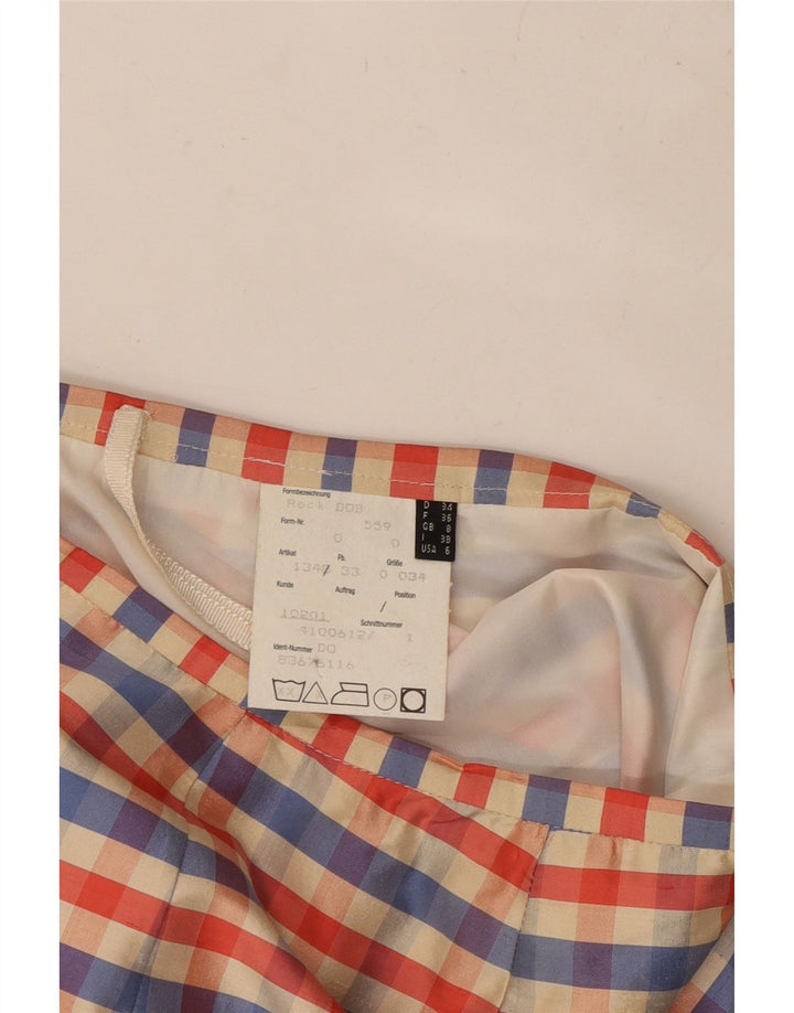 VINTAGE ženska pencil suknja UK 8 Mala W26 višebojna karirana svila