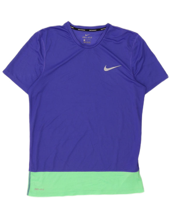 Nike Ženska Dri Fit majica kratkih rukava UK 14 Medium Blue Colourblock Poliester