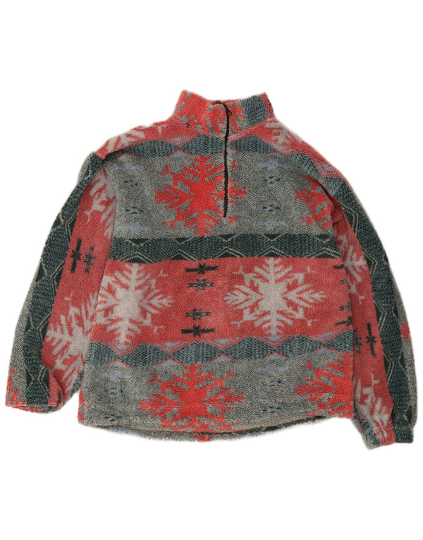 Vintage ženski flis džemper s patentnim izrezom UK 20 2XL Višebojni Fair Isle