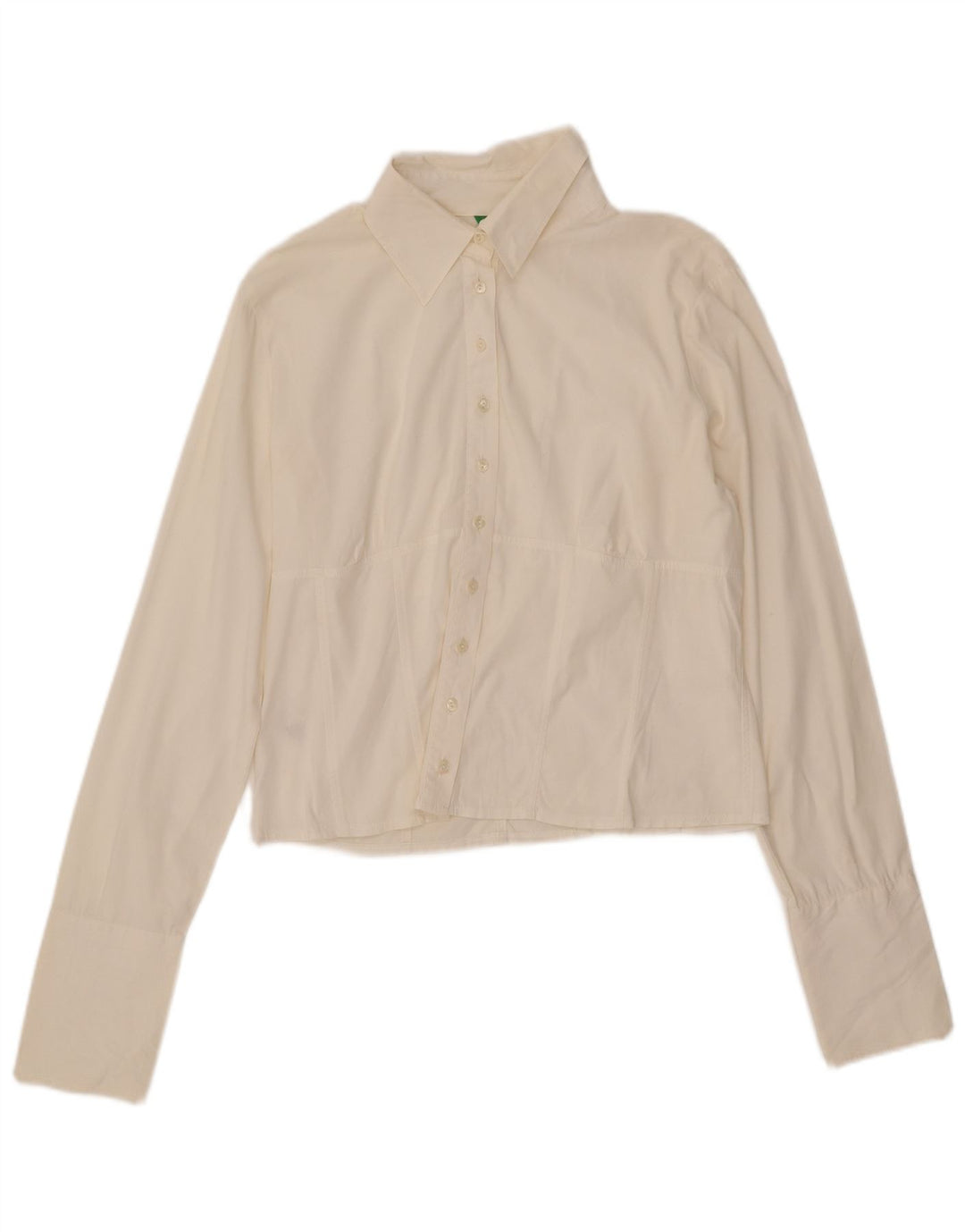 BENETTON Ženska skraćena košulja bluza UK 14 Veliki bijeli pamuk