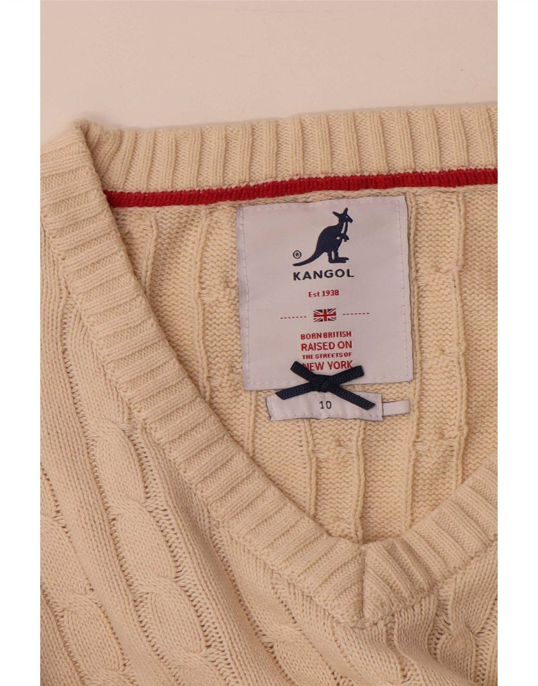 Kangol ženski džemper s V-izrezom UK 10 Small Beige