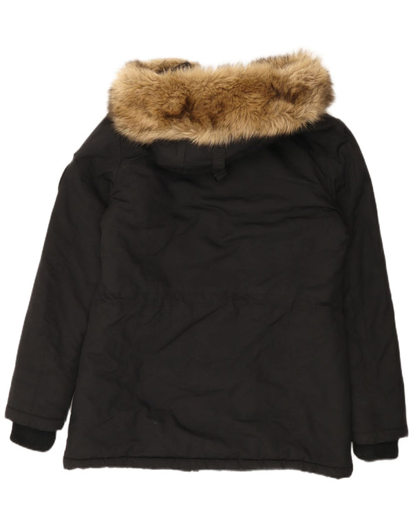 Superdry ženska jakna parka s kapuljačom UK 14 Veliki crni najlon