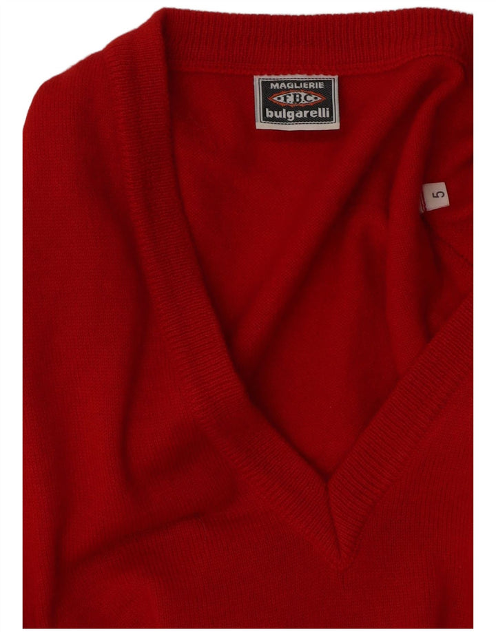 MAGLIERIE Mens Vest Tank Top Medium Red Virgin Wool