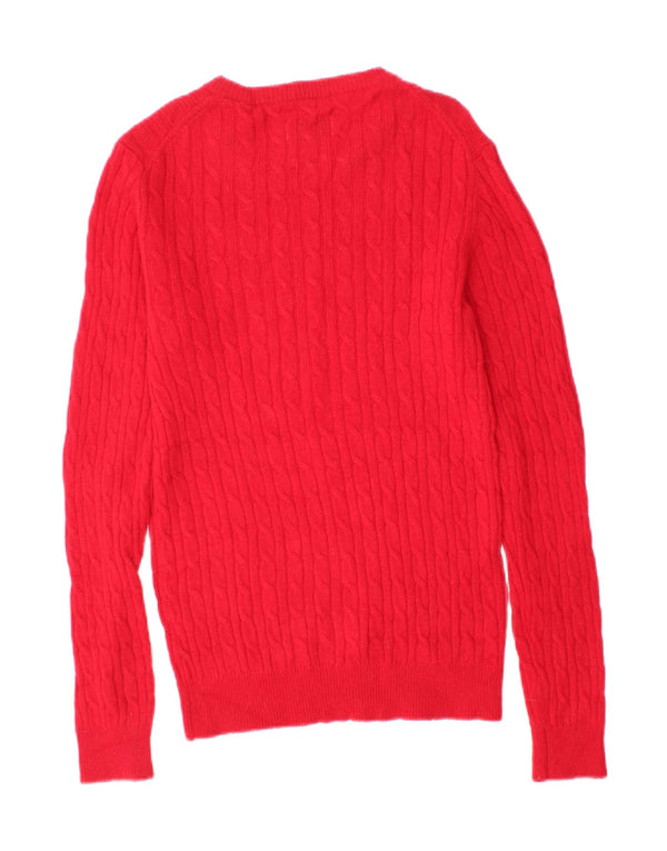 Jack Wills Womens Boat Neck Jumper Sweater UK 14 Large Red Merino Wool