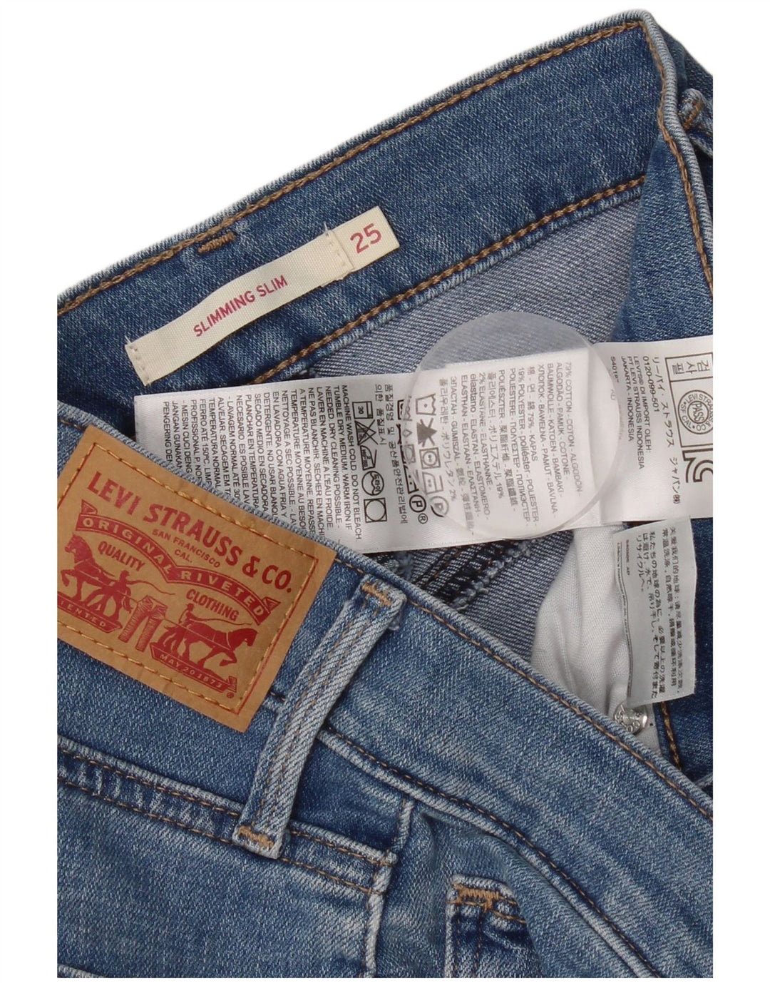 Levi's ženske uske traperice za mršavljenje W25 L29 plavi pamuk