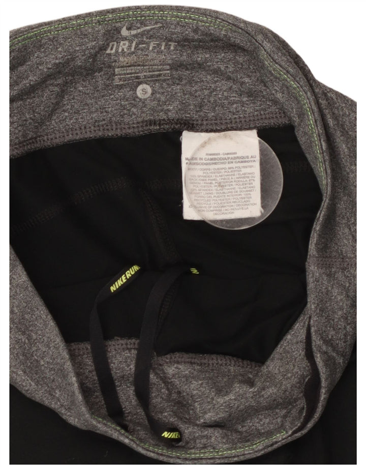 NIKE Ženske Dri Fit Capri Leggings UK 10 Small Black Colourblock