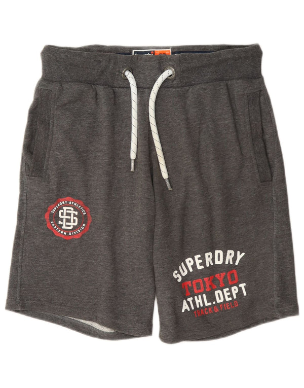 Superdry muške kratke sportske kratke hlače s grafičkim dizajnom, mali sivi pamuk