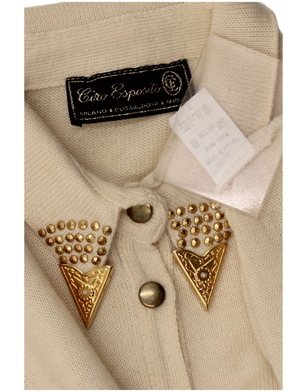 CIRO ESPOSITO Ženska pletena košulja bluza UK 14 Large Off White Wool