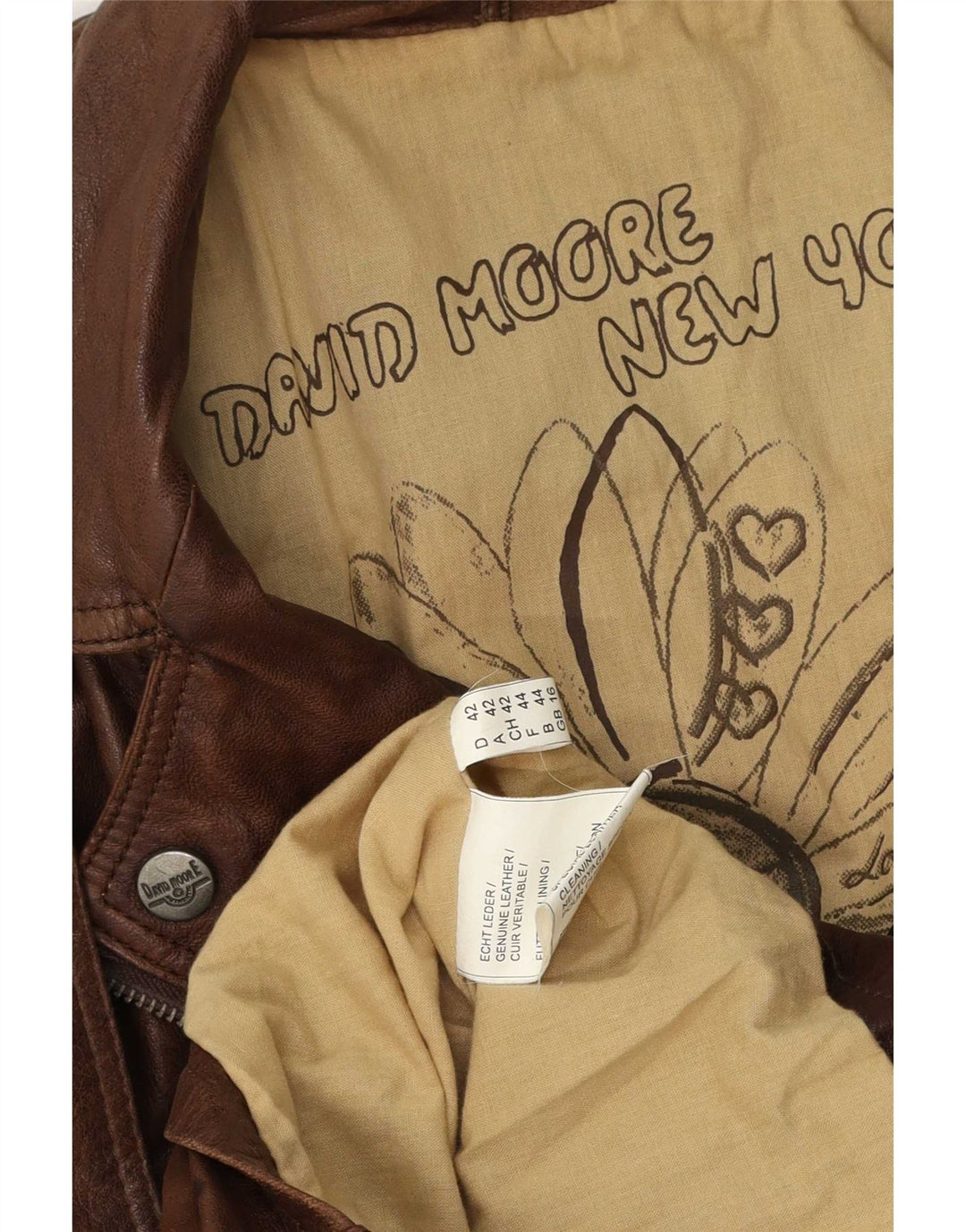 David Moore ženska kožna biciklistička jakna UK 16 Large Brown
