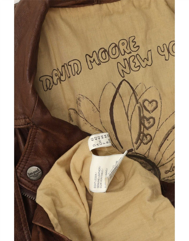David Moore ženska kožna biciklistička jakna UK 16 Large Brown