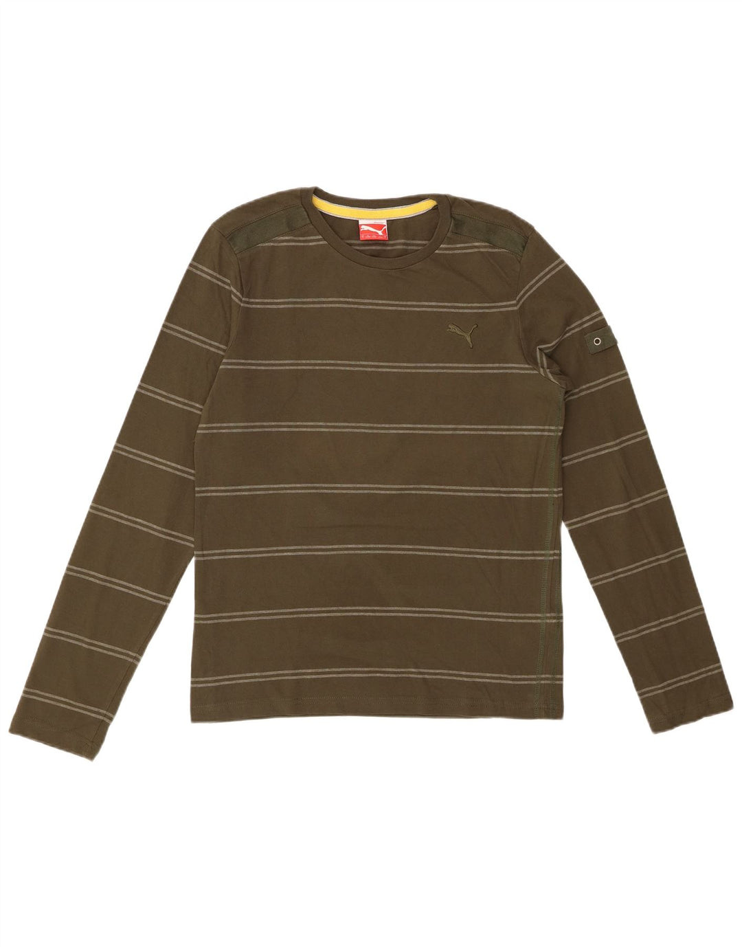 PUMA muška majica s dugim rukavima, mali kaki prugasti pamuk