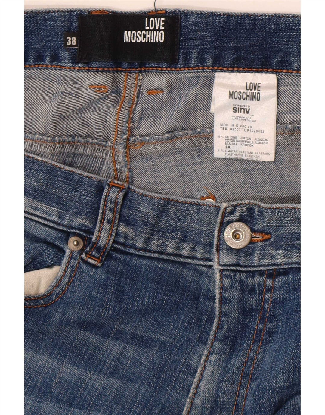 Moschino muške uske traperice W38 L32 Blue Cotton Classic