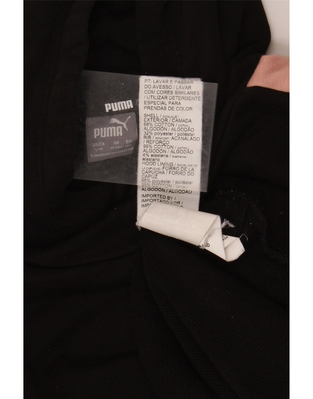 PUMA majica s kapuljačom za djevojčice 11-12 godina, crni pamuk u boji
