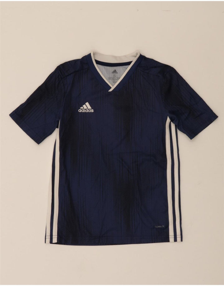ADIDAS Boys Climalite T-Shirt Top 9-10 Years Small Navy Blue Polyester Vintage Adidas and Second-Hand Adidas from Messina Hembry 