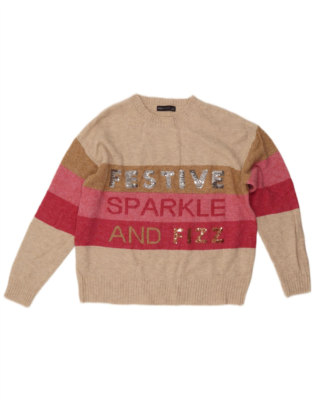 MARKS & SPENCER Ženski pulover s okruglim izrezom UK 14 Srednje bež