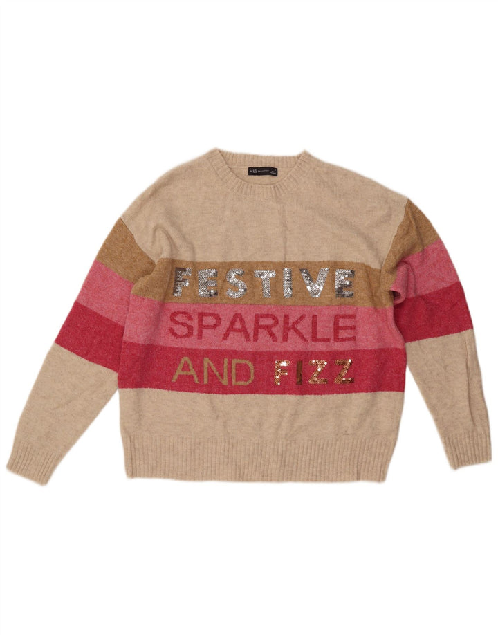 MARKS & SPENCER Ženski pulover s okruglim izrezom UK 14 Srednje bež