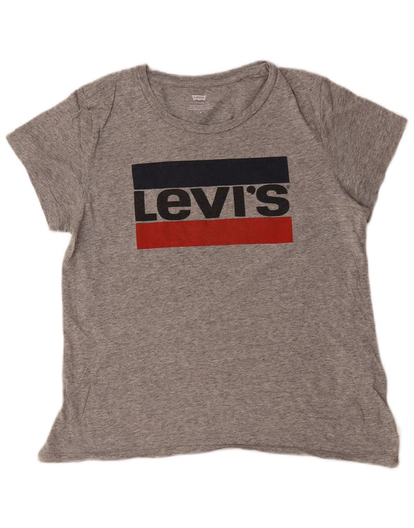 Levi's ženska majica kratkih rukava s grafičkim motivima UK 14 srednje sivi flekasti pamuk