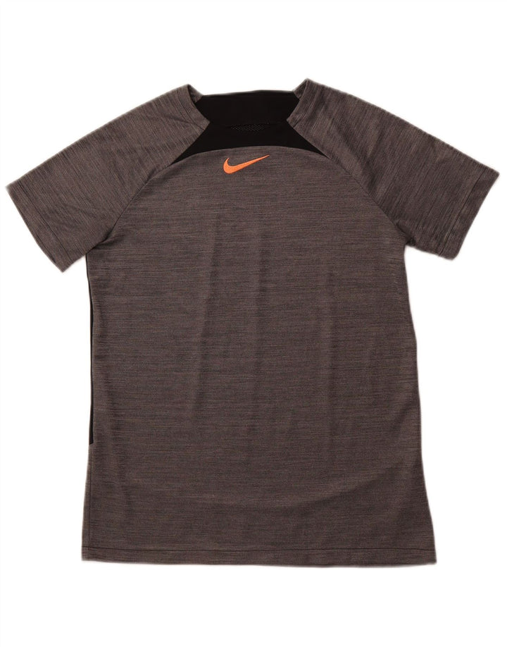NIKE Boys Dri Fit T-Shirt Top 13-14 Years Grey Colourblock Polyester